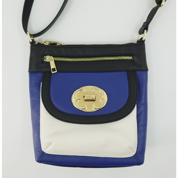 Emma Fox Leather Handbag Blue Color-Block Crossbody - Picture 2 of 16